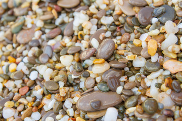Sea stones on the seashore in the summer