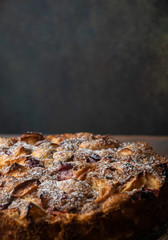 apple pie close-up on a dark background