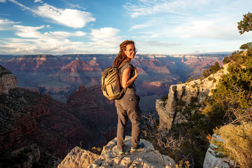A hiker in the Grand Canyon National Park, South Rim, Arizona, USA.