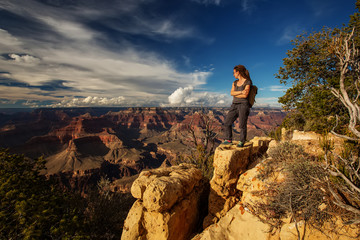 A hiker in the Grand Canyon National Park, South Rim, Arizona, USA.