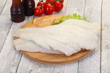 Raw halibut fillet