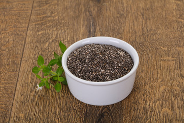Dietary Chia seeds in the bowl