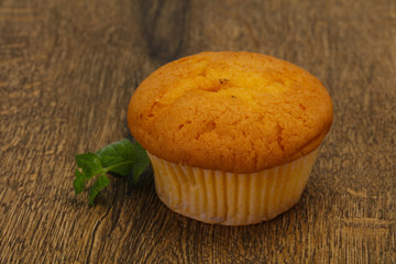 Sweet tasty muffin served mint