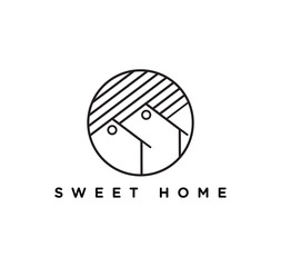 home logo in circle, line art, icon