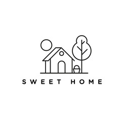 sweet home logo icon, line art