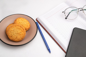 tasty cookies on a white background