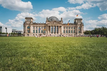 Foto op Plexiglas Meadow in front of the Reichstag building ( the German Bundestag ) in Berlin ,Germany © hanohiki