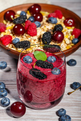 Fruit smoothie and  muesli