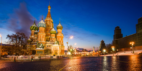 Moscow, Russia: Saint Basil's Cathedral at the Red Square at dawn.