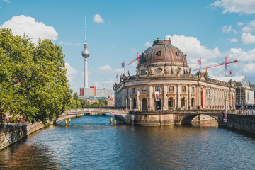 Berlin city with TV Tower ( Fernsehturm), Bode Museum and river Spree at Museum Island on  summer...
