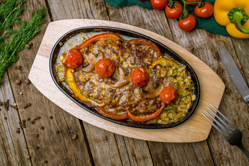 Homemade beef cutlets on wooden table. turkish cuisine