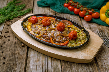 Homemade beef cutlets on wooden table. turkish cuisine