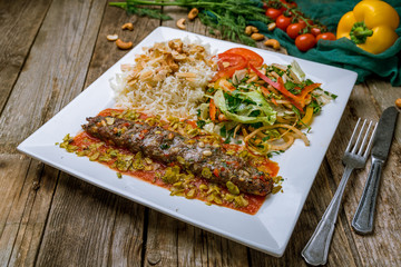 lula kebab in Turkish on the board