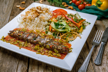 lula kebab in Turkish on the board