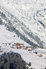Alps in snow, village, Austrian