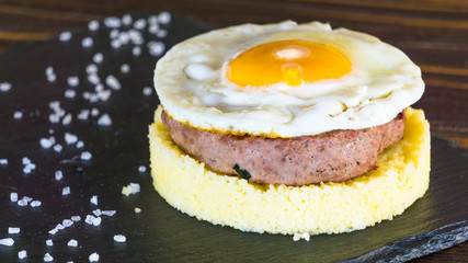  real juicy american beef steak with egg