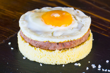  real juicy american beef steak with egg