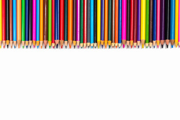Color pencils on a white background