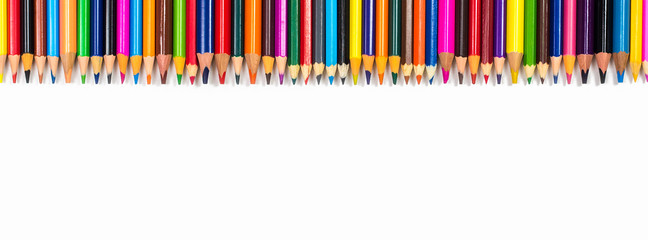 Color pencils on a white background