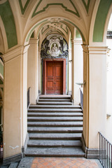 Obraz premium Interior of ancient medieval Spanish palace, Naples Italy
