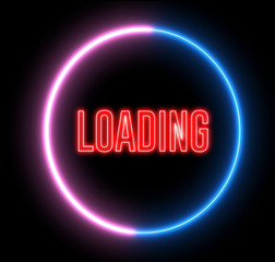 Creative neon loading circles. Colorful abstract light, bar of load, HUD. 