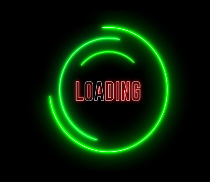 Creative neon loading circles. Colorful abstract light, bar of load, HUD.