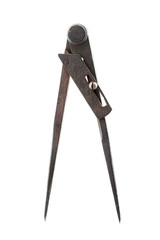 Antique vintage rusted iron sharp blacksmith tool on white background