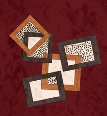 amazing square design with thick border in orange and brown colors with natural center on a textured vinotindo background