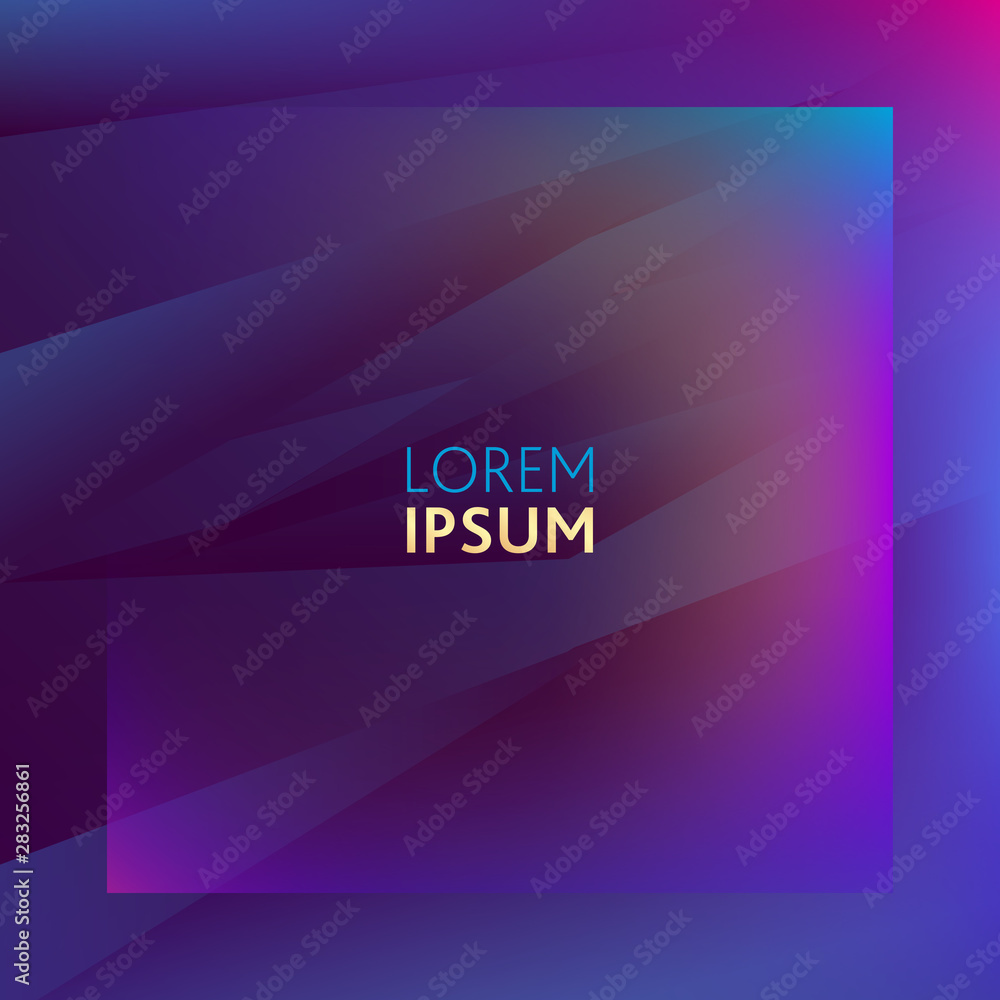 Poster square abstract background with color gradient graphic elements and place for text.