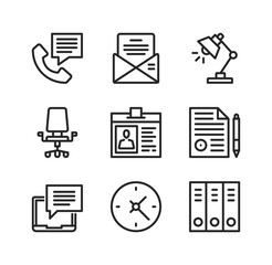 Office line icons. Simple outline symbols, modern linear graphic elements collection. Vector line icons set