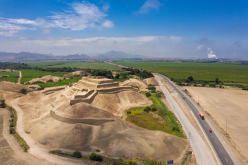 Aerial view of Paramonga fortress in Peru