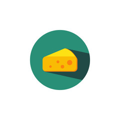 Cheese flat icon with shadow. Vector illustration.