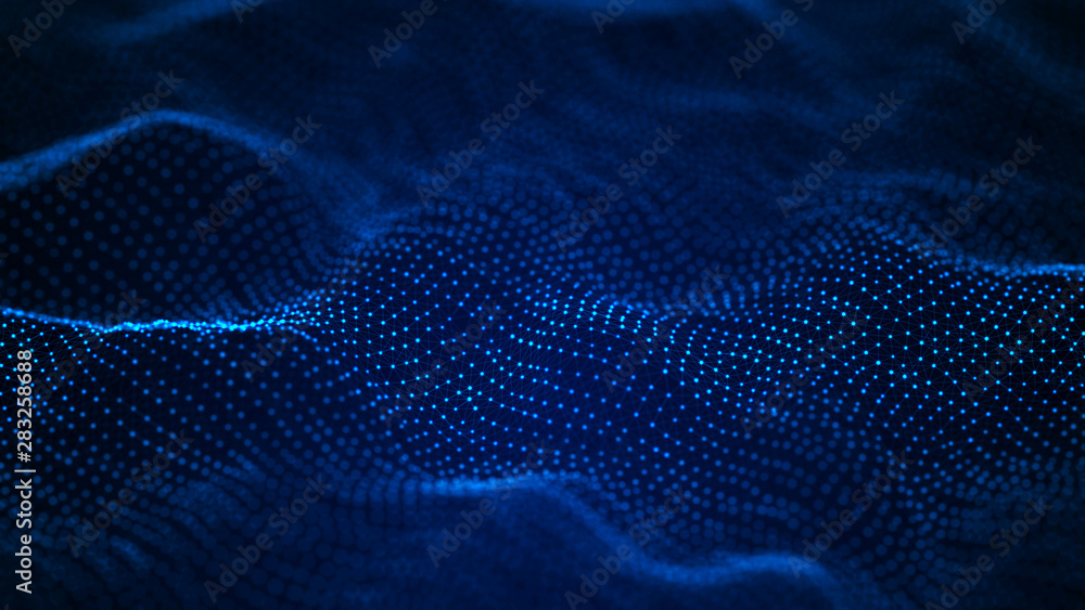 Poster Network connection dots and lines. Technology background. Plexus. Big data background. 3d rendering.