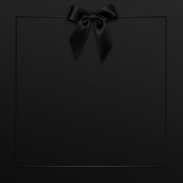 Black Friday blank frame with bow tied on top and copy space in the middle, square composition