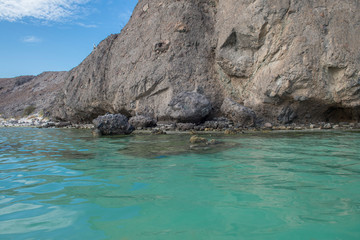 Crystal clear water of Balandra Beach, in a summer day  of vacations, La Paz Baja California Sur. MEXICO