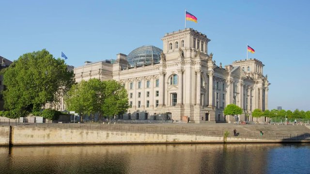Reichstag building german government and river Spree in Berlin