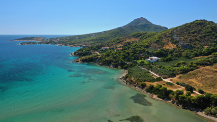 defaAerial drone of famous wetland and turquoise bay of Vravrona, Attica, Greece 