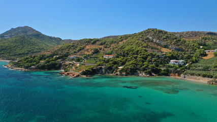 defaAerial drone of famous wetland and turquoise bay of Vravrona, Attica, Greece 