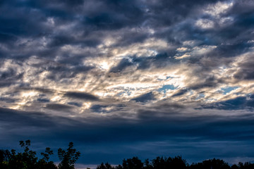 Blue dark dramatic sky.
