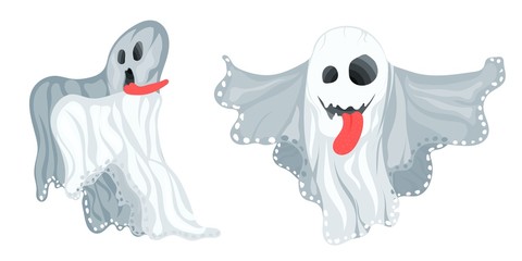 two evil spirits having fun on a halloween holiday