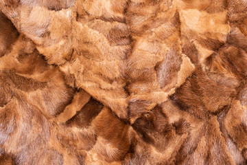 Background in the form of natural pieces of mink fur brown