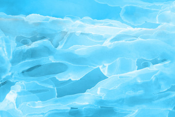 Hand painted blue alcohol ink background. Abstract delicate winter season texture. Contemporary wallpaper. 