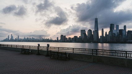 Fototapeta na wymiar Morning Empty Sky Memorial, Liberty State Park, Jersey City