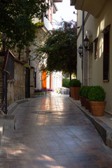 Fototapeta na wymiar narrow street, old street in turkey the ancient city of Antalya