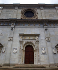 Facade of the Cathedral of San Lorenzo in Lugano, Switzerland