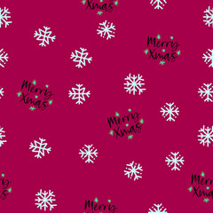 Vector christmas merry seamless pattern. Winter forest, pine trees and snowflakes Print for fabric, wrapping paper or wallpaper. Celebration new year pattern. Vector Christmas pattern. - Vector