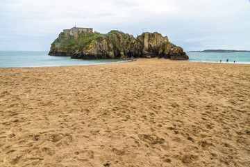 St Catherines Island, Tenby in Wales, from the beach, wide angle.