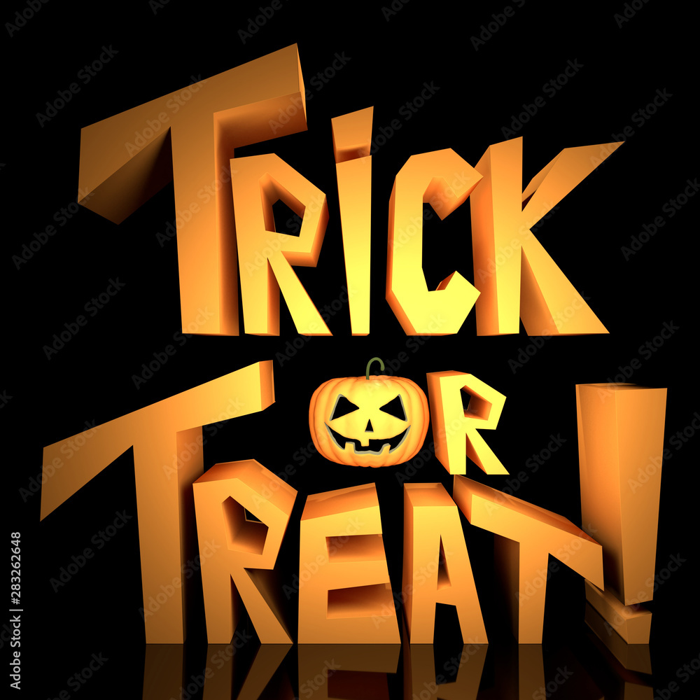 Sticker trick or treat text on black background