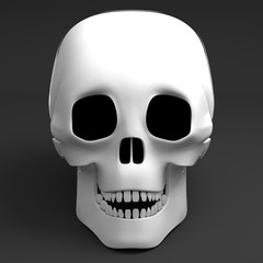3D human skull on black background