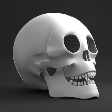 3D human skull on black background